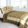 [Bridge To Terabithia] Cotton 3PC Vermicelli-Quilted Floral Printed Quilt Set (Full/Queen Size)