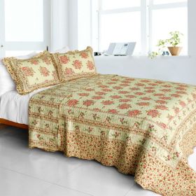 [Foliflora] Cotton 3PC Vermicelli-Quilted Printed Quilt Set (Full/Queen Size)