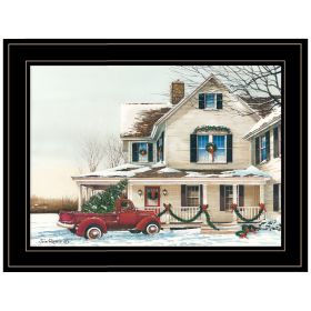 "Preparing for Christmas" by John Rossini, Ready to Hang Framed Print, Black Frame