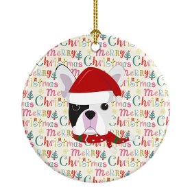 French Bulldog Merry Christmas Ceramic Ornament Christmas Tree Hanging Decorations for Home Christmas Holiday, Party, Gift, 3 in, Multicolor