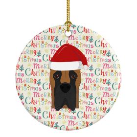 Great Dane Merry Christmas Ceramic Ornament Christmas Tree Hanging Decorations for Home Christmas Holiday, Party, Gift, 3 in, Multicolor