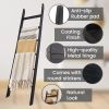 6-Tier Wooden Blanket Ladder Shelf Towel Quilt Stand Rustic Farmhouse Decor Leaning Storage Rack Wood Display Organizer Home