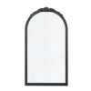 23" x 42" Hand Carved Rose Antique Mirror Frame, Wood Arch Mirror Wall Decor for Living Room, Bathroom, Entryway(Black)