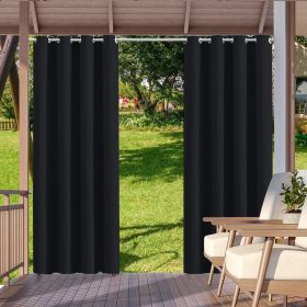 2pack Indoor Outdoor Curtains Waterproof Thermal Insulated Curtains Sliding Tab Top Outside Blackout Patio Curtains for Porch (Color: Black, size: W52xH84in-132x213cm)